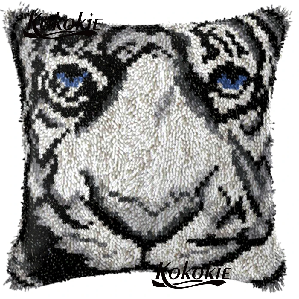 Handmade Unfinished cross stitch kits embroidery needlework sets cushion yarn latch hook rug tiger shaped pillow | Дом и сад