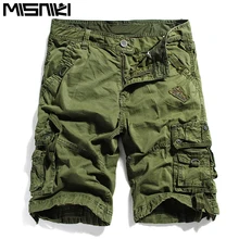 MISNIKI летние грузовые шорты Для мужчин однотонные хлопковые шорты милитари прочные комбинезоны различных цветов 4 вида цветов 29-40 AXP73