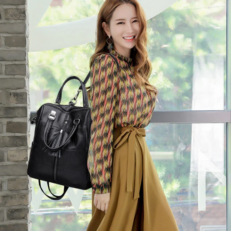 3-في-1 المرأة حقيبة ظهر مصنوعة من الجلد الكلاسيكية الإناث حقيبة كتف Sac دوس السفر السيدات Bagpack Mochilas الحقائب المدرسية ل الفتيات Preppy 3-في-1 المرأة حقيبة ظهر مصنوعة من الجلد الكلاسيكية الإناث حقيبة كتف Sac دوس السفر السيدات Bagpack Mochilas الحقائب المدرسية ل الفتيات Preppy