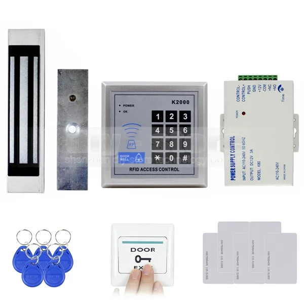 DIYSECUR 125 кГц Rfid считыватель карт клавиатура контроль доступа к двери Система безопасности комплект+ 180 кг Электрический магнитный замок дверной звонок Кнопка