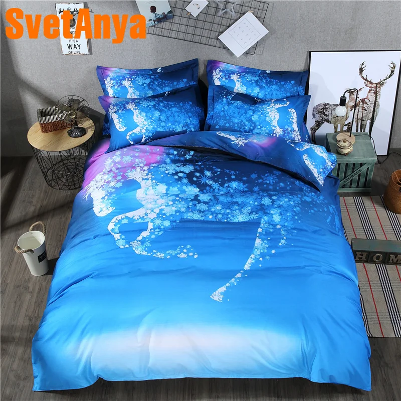 

Svetanya Pillowcase+Duvet Cover Bedding Set (no Sheet) Horse Printed Bedlinen Twin Full Queen Double King Size