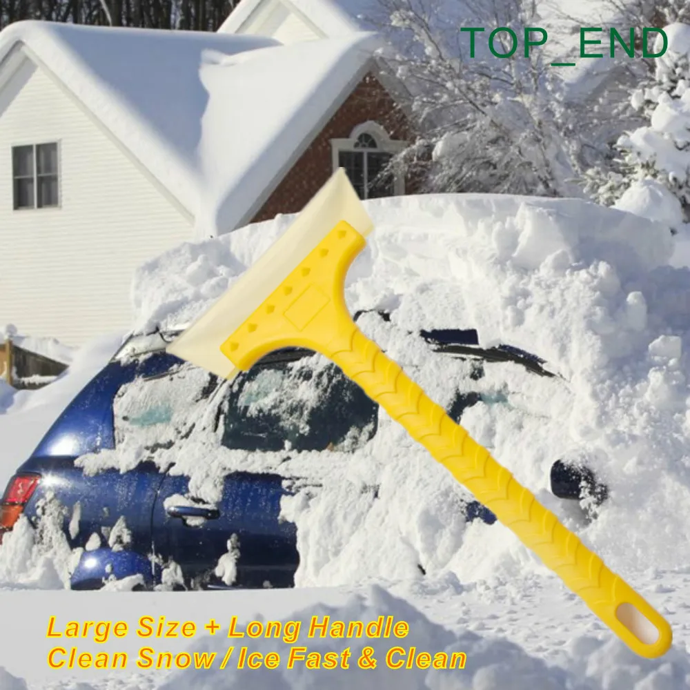 Портативный скребок для льда/снега из говядины, большой размер, Длинная желтая рукоятка, для чистки окон быстро, рекомендуемый инструмент для вашего автомобиля зимой