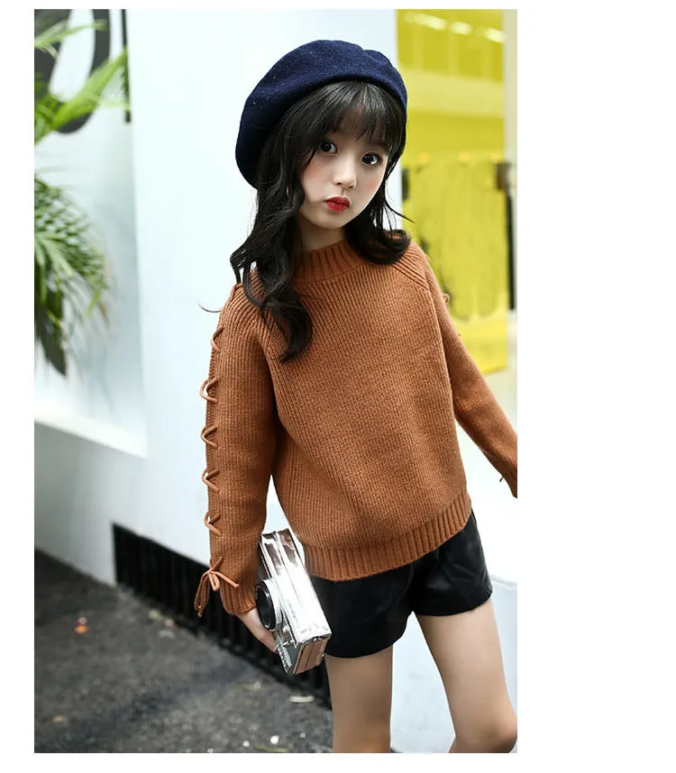 knitted big girls sweaters winter 2017 autumn knit sweaters for girls' school clothing solid pink brown long sleeve tops 5 6 7 8 9 10 11 12 13 14 15 16 years little big teenage girls  sweaters for children girls sweaters  (9)