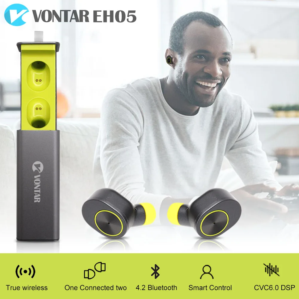 

Original VONTAR EH05 Bluetooth Headsets super mini true wireless earphone with charger box Bluetooth Hands free Noise Cancel