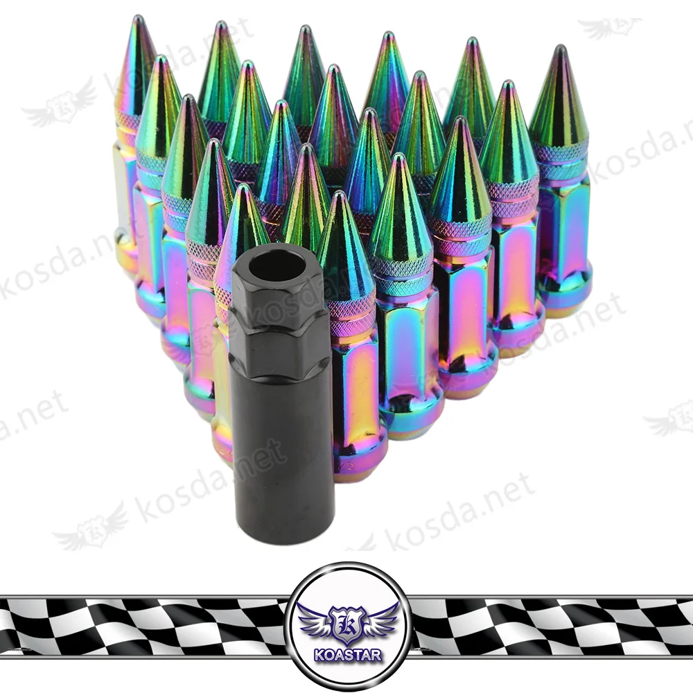

20 pcs 1.5 Steel neo chrome wheels lug nuts with spiked M12 x 1.25 Universal wheel bolt and nut Spiked wheel lock nut