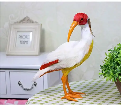 

large 24x10x28cm red Crested Ibis bird,polyethylene&furs handicraft Figurines garden decoration toy gift a1919