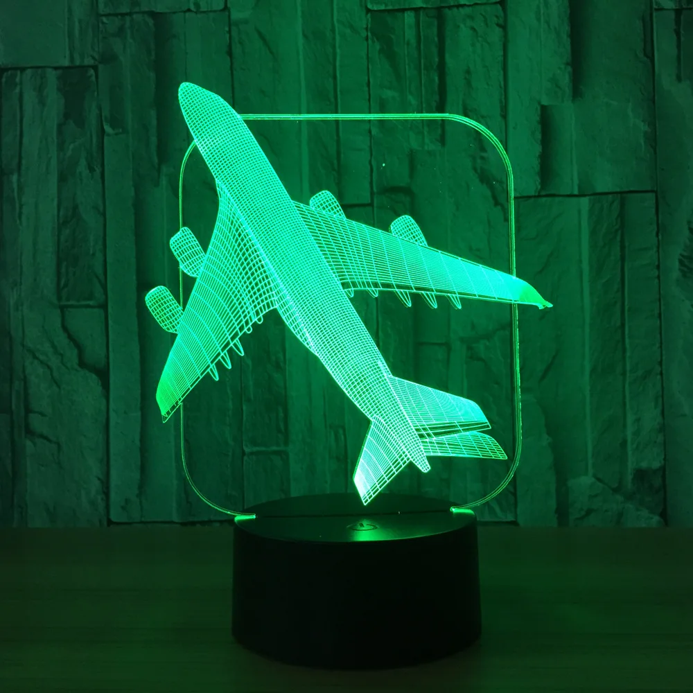  Cool Toy 3D aircraft warplane model creative night light touch jet plane desk lamp LED illusion lam