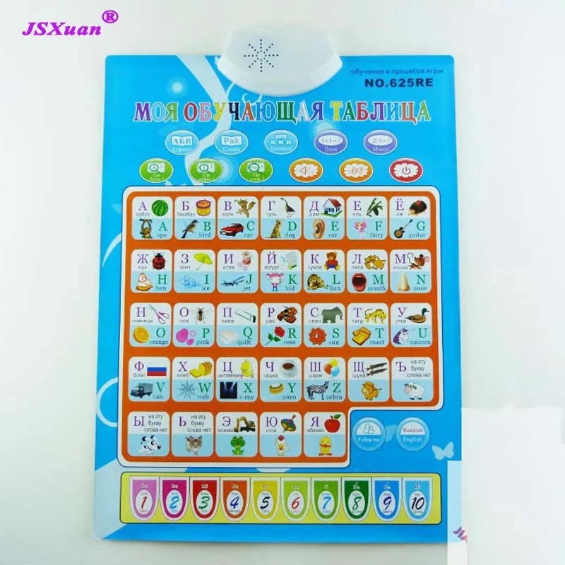 

JSXuan Russian English Learning Machine Electronic Baby Alphabet Music Toy Educational Phonetic Chart Early Language Sound Toy