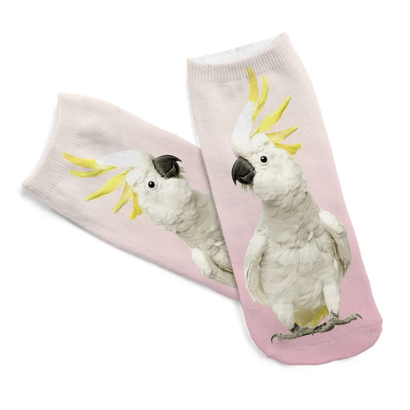 

Wholesale White Parrot Animal Character 3D Print Polyester Spring /Autumn Unisex Ankle Socks New Arrivals