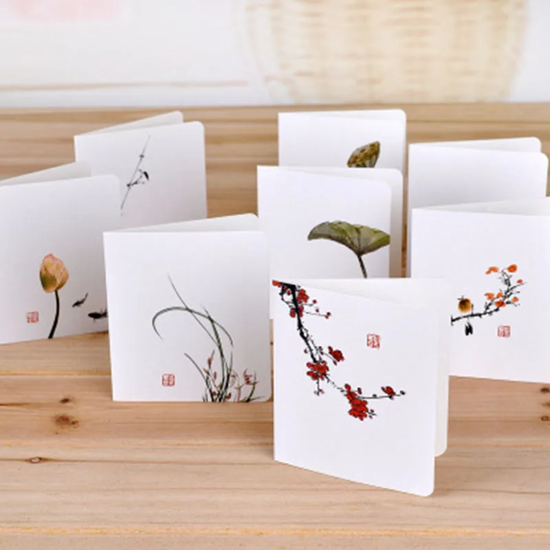 40 шт. красивые китайские модные Стиль Поздравительные открытки свежий папка благословение карты фестиваль подарки простой Бумага карта +
