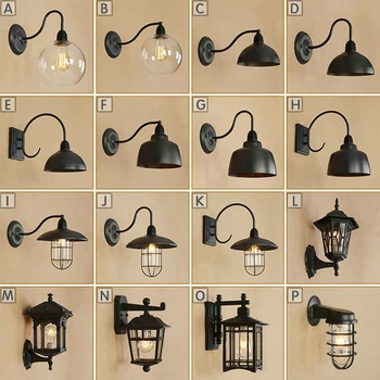 

Outdoor loft retro wall lamp cafe decoration wrought iron single head outdoor corridor aisle glass waterproof wall lamp