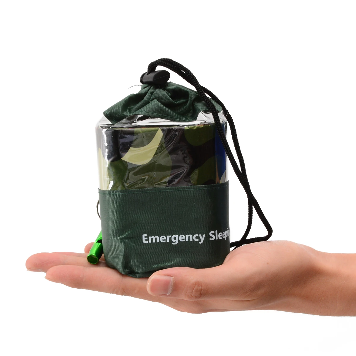 200*120cm Camouflage Waterproof Emergency Thermal Sleeping Bag With Survival Whistle Camping Survival