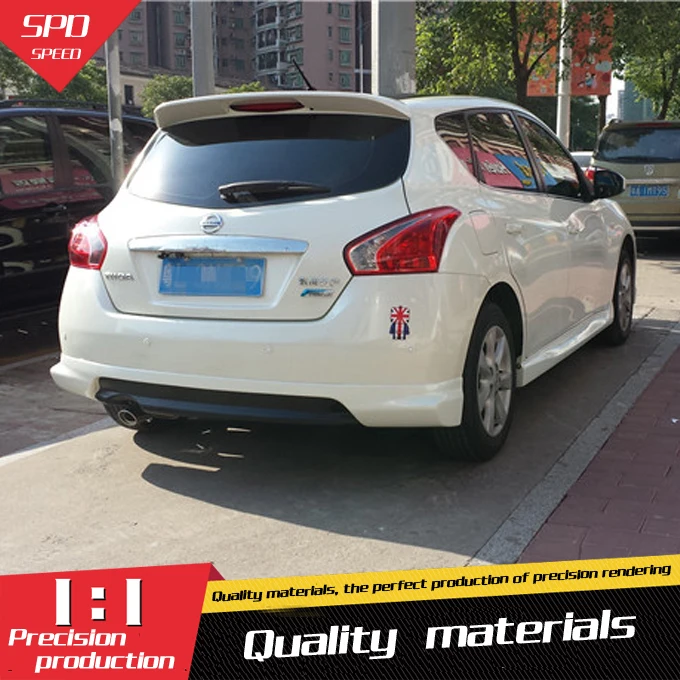 

For 2011 Nissan Tiida Spoiler 2015 ABS Material Car Rear Wing Primer Color Rear Spoiler For Nissan Tiida Spoiler FD 2011-2015
