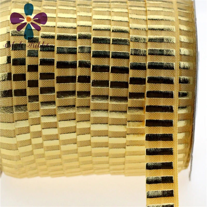 Новинка 5/" 16 мм(1,5 см) золотая полоса линия напечатанная складывающаяся эластичная 50 лет/партия ручная работа галстук для волос повязка на голову аксессуары для шитья 10 цветов