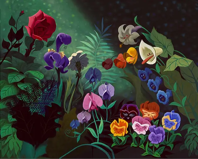 Alice Wonderland colorful Rose Flowers leaves Forest backdrops Vinyl