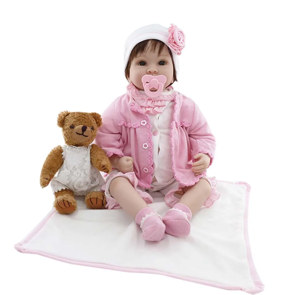 

NPK 55cm Silicone Reborn Doll Toy Set Lifelike Cute Girl Baby Newborn Dolls for Kid Playmate Gift BM88
