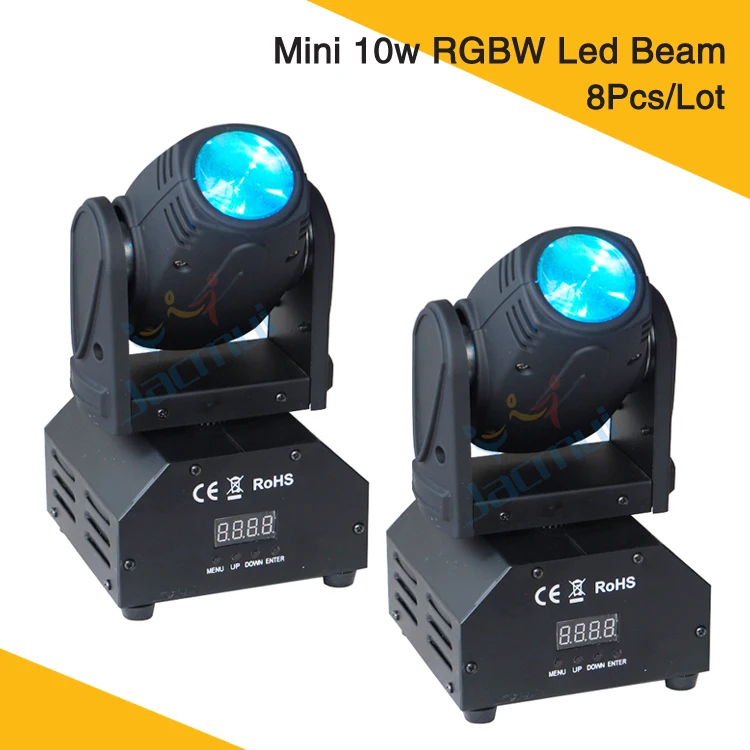 

(8Pcs/Lot) 10W Mini Led Beam Moving Head Light RGBW / DMX512 11/13 Chs Mini Beam Led Stage Light 4 in 1 Color Led