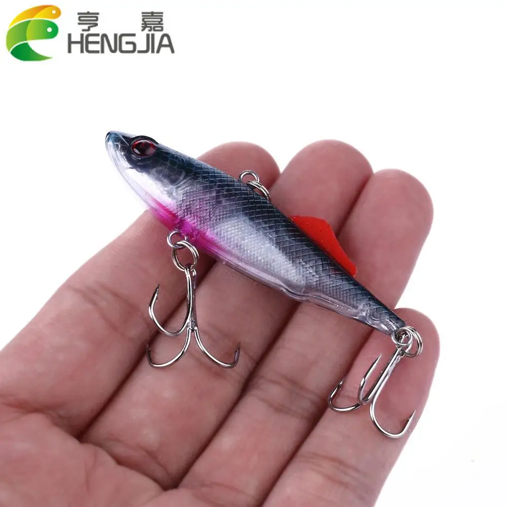  HENGJIA 1Pcs Full Swimming Layer Sea Fishing VIB 7cm/16.5g Fishing Lures Plastic Sinking Bait Hook 