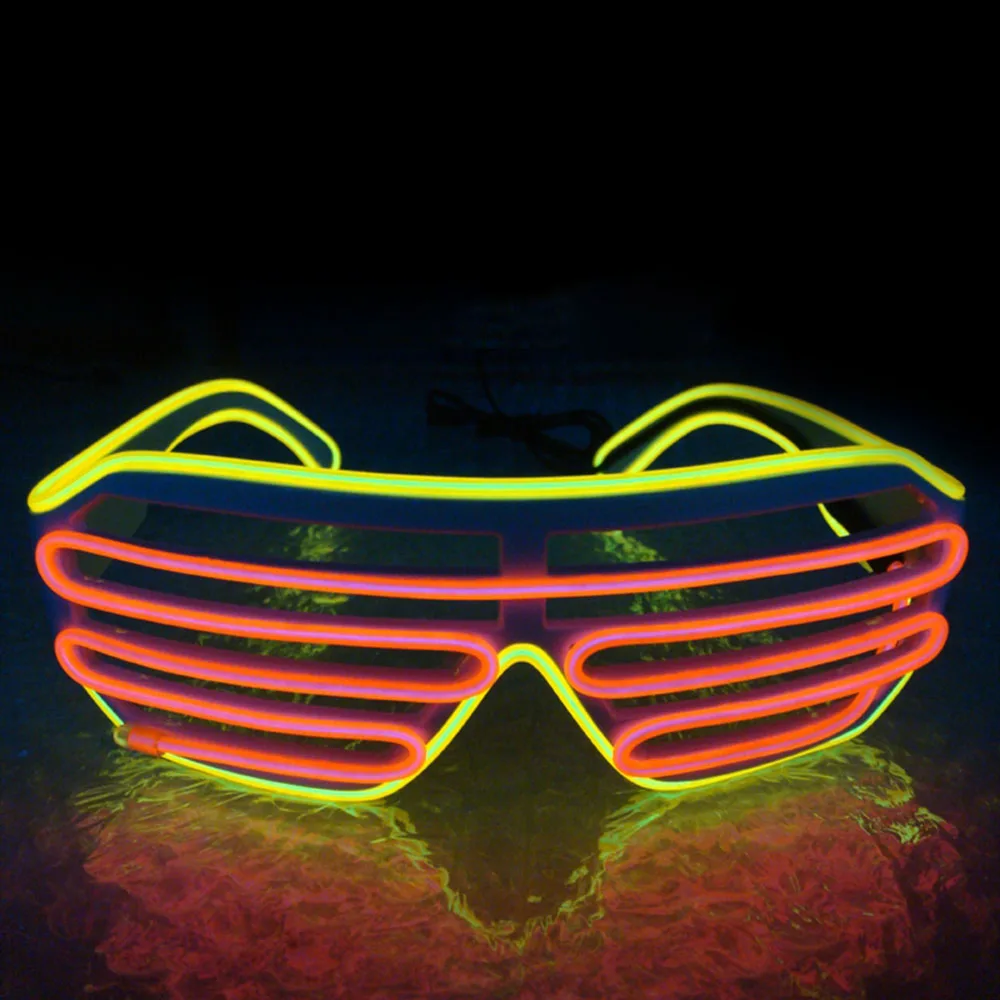 Neon LED Glasses EL Wire Light Up Shutter Glasses Fashionable W/Driver Decoration for Costume Party Halloween Christmas Gifts