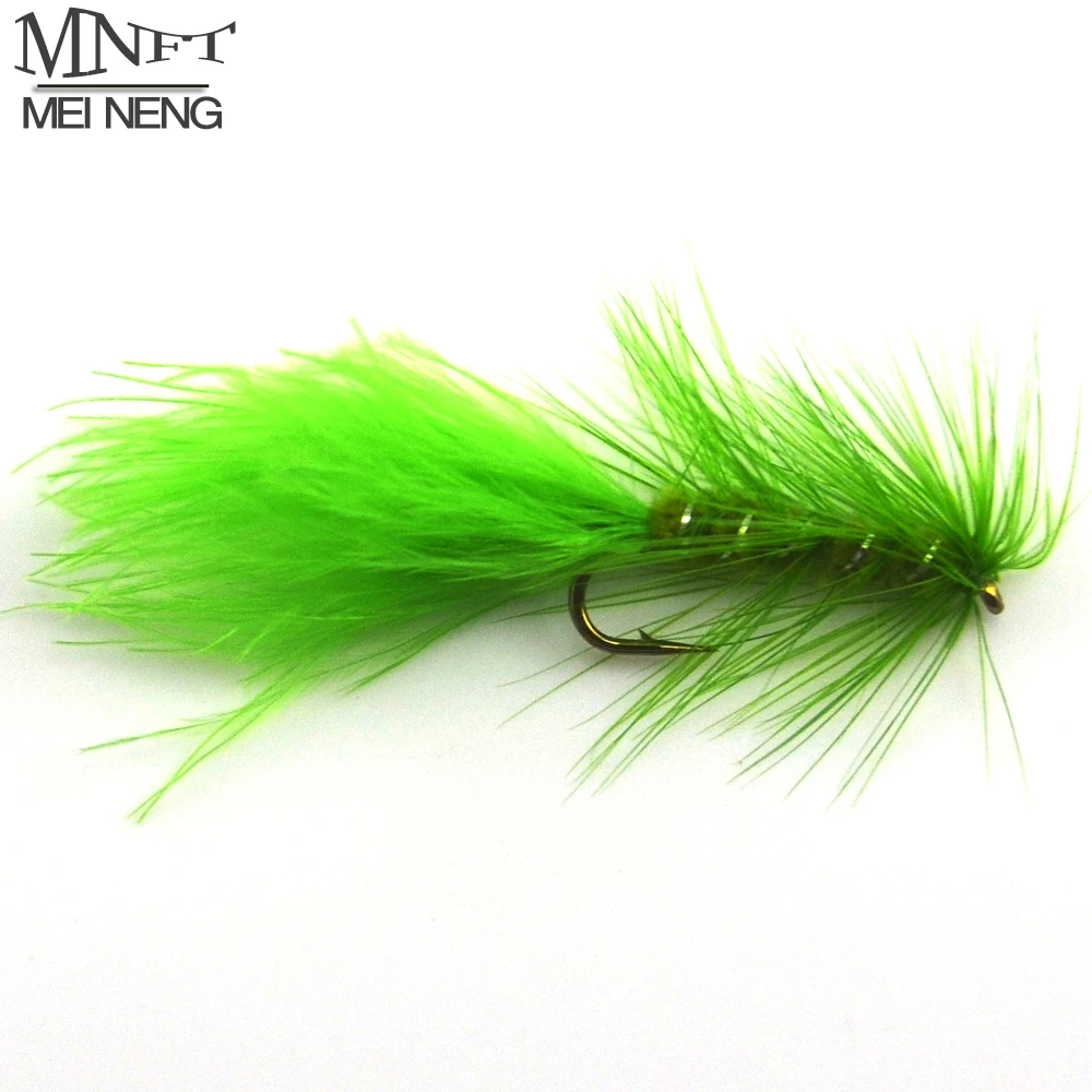 

MNFT 10PCS Wooly Bugger Olive Body Green Fishing Flies Trout Steelhead Long Shank Fly Tying 10# Hooks