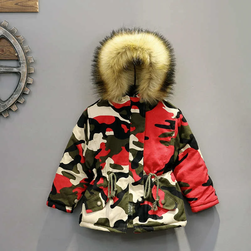 

New Baby Boy Girl Autumn Winter Coat with Fur Hood Thicken Jackets Warm Design Como Children Clothing High Quality Cotton Parka