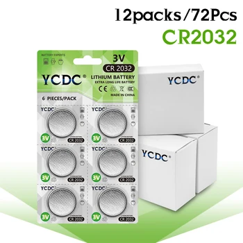 

CR2032 72pcs/12cards 3V batteries For Watches,Calculator etc DL2032 CR 2032 ECR2032 5004LC Lithium button cell coin Battery