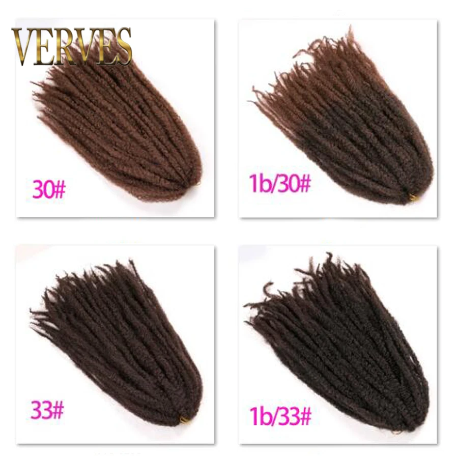 VERVES афро кудрявый плетение волос 18 дюймов Синтетические крючком марли косы наращивание волос 30 прядей/упаковка натуральный черный Омбре