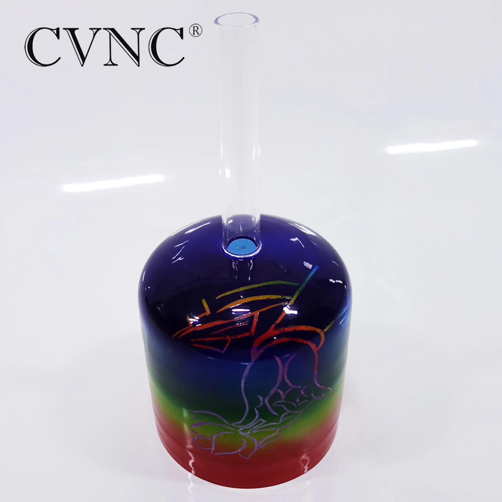 

CVNC New Design 6" Chakra Note C/D/E/F/G/A/B Hollow Handle Colored Clear Crystal Singing Bowl