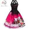 Christmas Dress Vestidos  Women Sexy Halter Vintage Casual Floral Print Pin Up Retro Rockabilly Swing Party Sundress ► Photo 1/6