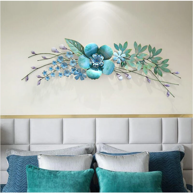 Modern Wrought Iron 3D Simulation Flowers Plant Wall Mural Crafts Decoration Home Livingroom Porch Hanging Ornaments Decor | Дом и сад