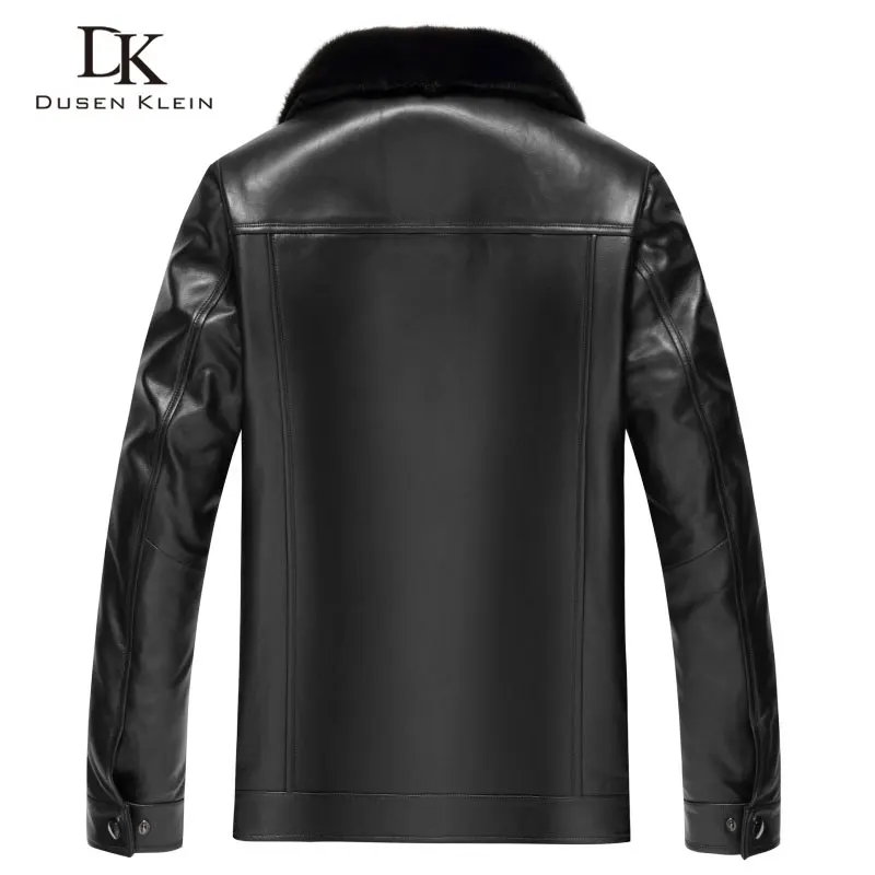 Men Genuine Leather Jackets Winter Warm Coat Mink fur collar+Rabbit hair liner+Sheepskin Short 2018 - 32896725560