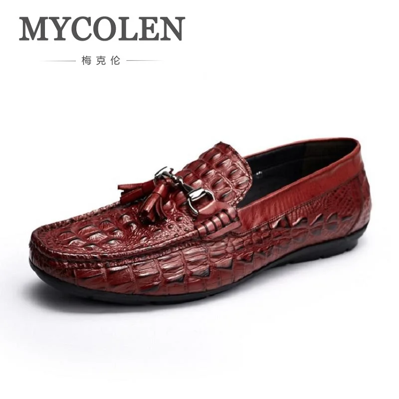 

MYCOLEN Brand Men Shoes Genuine Tassel Leather Men Flats Wedding Party Men Loafers Breathable Moccasins Boat Shoes schuhe herren