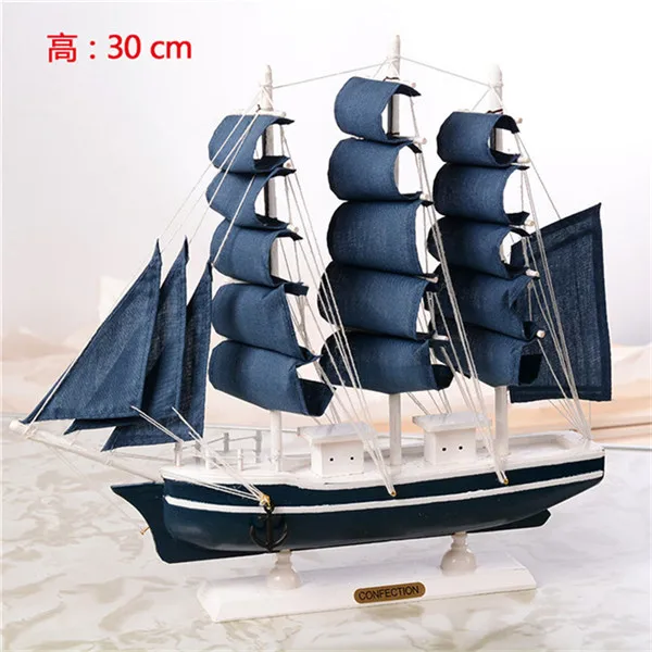 Большая деревянная статуэтка в средиземноморском стиле, модель пиратского корабля, миниатюрная морская деревянная статуэтка, парусник, Морской Декор для дома - Цвет: C30cm height