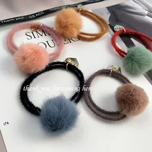 1 шт. веревка для волос для девочек Macarons простой торт цвет плюшевые Имитация кроличьего волоса кольцо для Бала сплав Флокирование резинка, ленточка G0409
