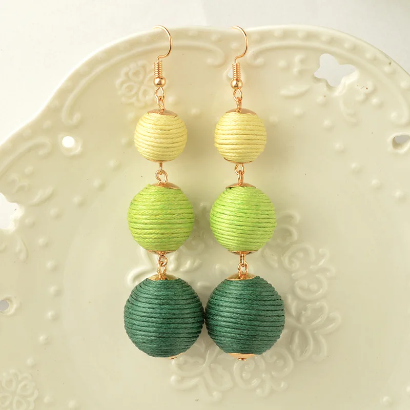 

Bohemian Big Statement Long Ball Drop Earrings For Women 2019 Fashion Jewelry Fine Gifts Pink Green Blue Black