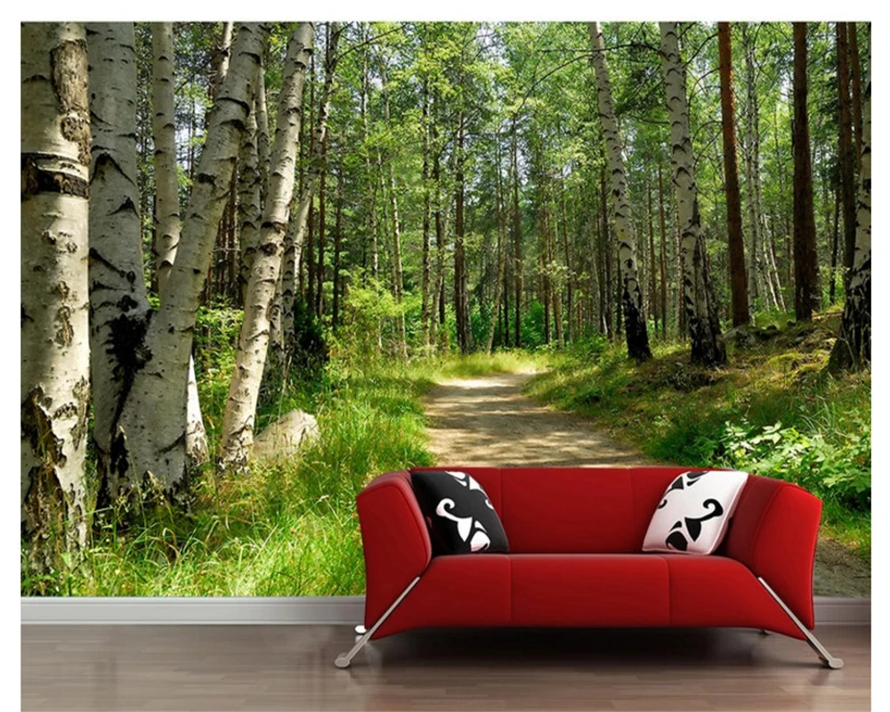 beibehang wallpaper green forest birch landscape TV background wall papel de parede wallpaper for walls 3 d photo wall mural beibehang wallpaper green forest birch landscape TV background wall papel de parede wallpaper for walls 3 d photo wall mural