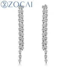 ZOCAI висячие серьги 2,3 КТ Сертифицированный настоящий бриллиант 18 K белые золотые серьги с бриллиантом JBE00211