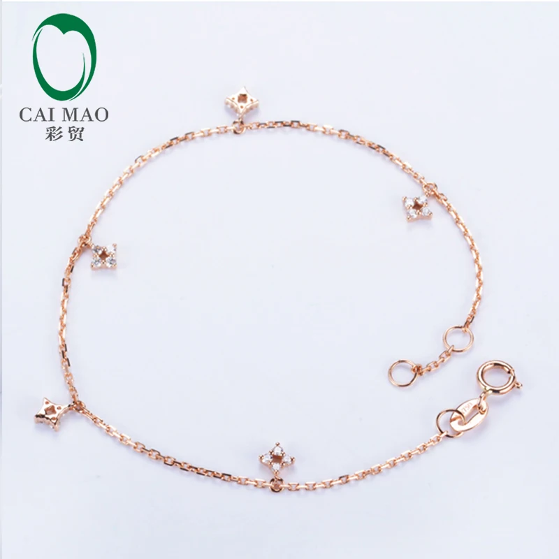 Caimao ювелирные изделия 0.20ct натуральные АЛМАЗЫ 18 k розовое золото кольцо обручальное в виде цепи браслет