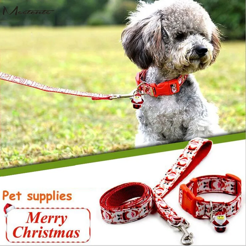 Zerosky Adjustable Pet Dog Christmas Collar Leash Santa Claus style