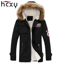 2019 new arrival men's thick warm winter coat fur collar army green men parka big yards long cotton jacket