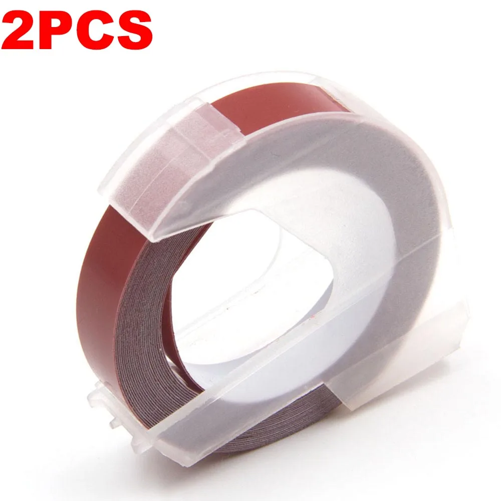Absonic 2 рулона 9 мм 3D для тиснения, из ПВХ ленты этикеток совместимый с dymo 1610 1880 12965 ручные принтеры этикеток для Motex E101 производитель этикеток - Цвет: Maroon Red
