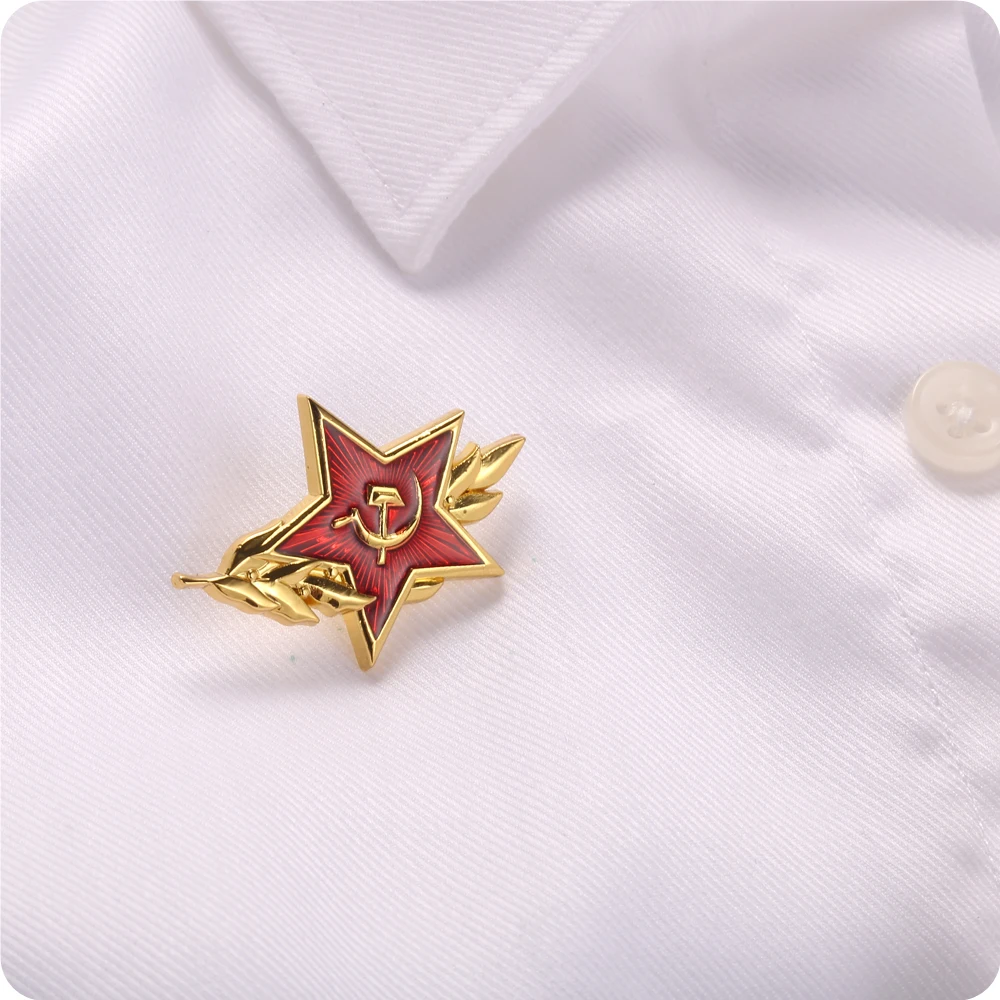 

Apparel Clothing accessories Soviet Union CCCP badge Red star Sickle hammer pin