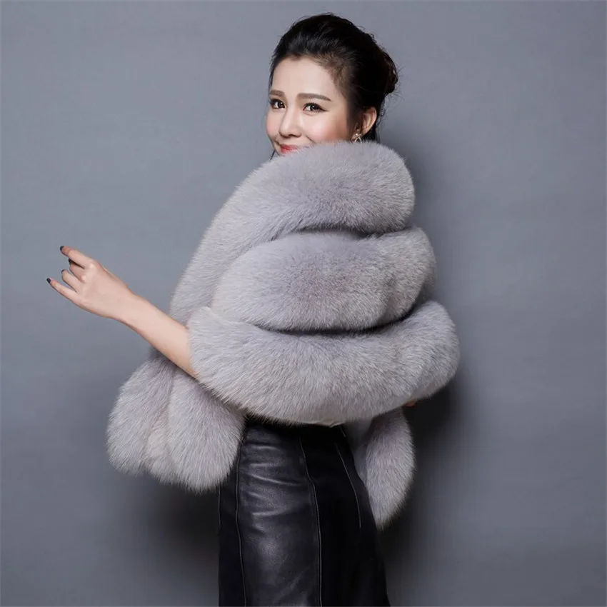 

New Women Wedding Shawl Evening Party Dress Wrap Fur Shoulder Capes Bridal Jacket Coat Faux Fox Fur Slim Lady Fake Fur Cloak