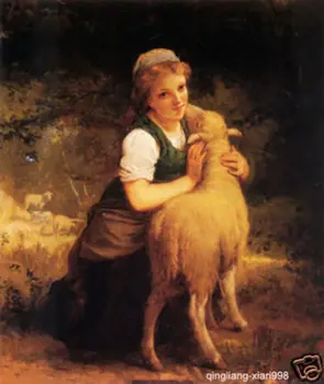 

Art portrait painting: : Young Girl with Lamb 24x36