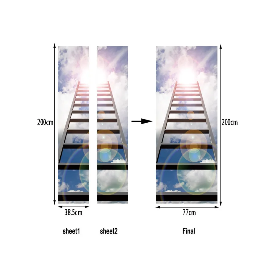 3D лестница небо облако вход стены Дверь стикер s спальня домашний декор плакат ПВХ водонепроницаемый двери стикер 77x200 см