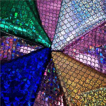 

Glitter Reflective fluorescence Mirror Fish Scale Leather Fabrics Waterproof Artificial Metal Clothing bags Shoes Material Skin