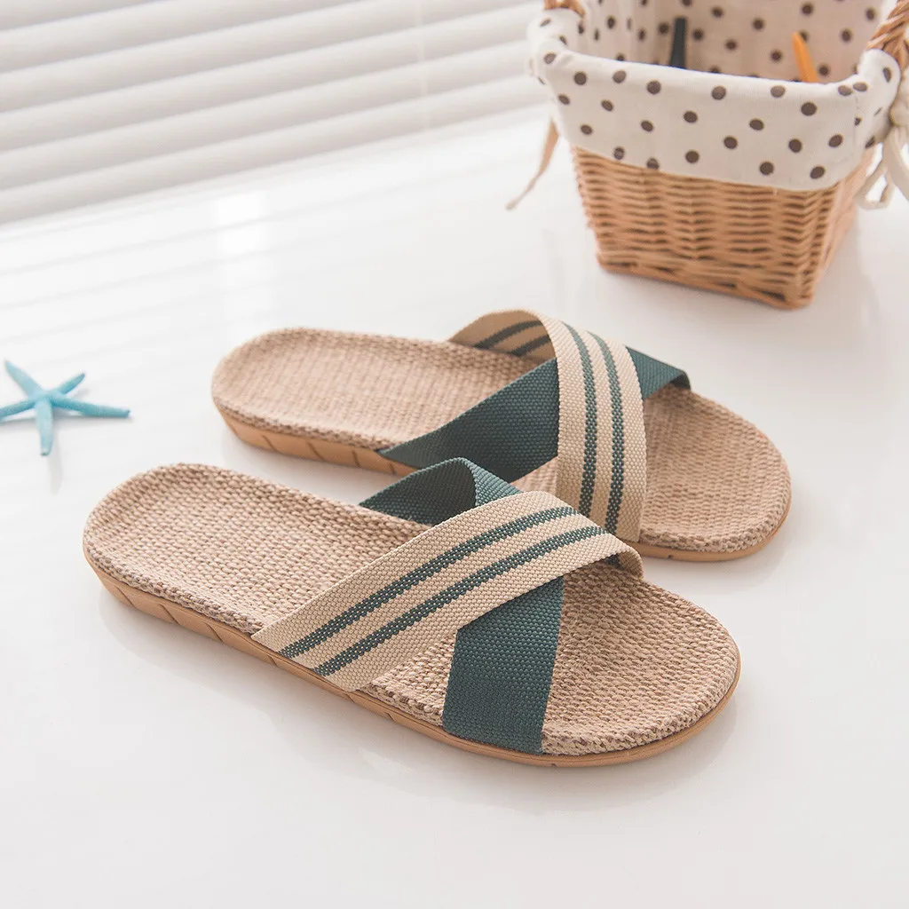 

Hot Sale Men's Indoor And Outdoor Wear Non-slip Beach Linen Sandals And Flip Flops Men Slippers Large Size Zapatos De Hombre 30