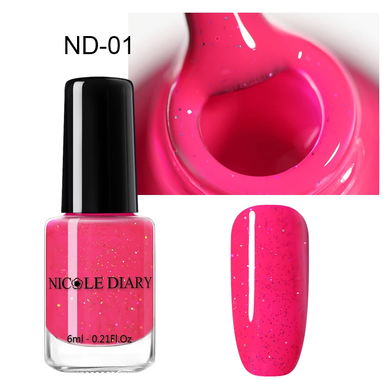 NICOLE DIARY 73 Colors Nail Polish Red Gray Glitter Pearl Nail Art Varnish Water-based Manicure Nail Art Lacquer 6ml - Цвет: Glitter 01