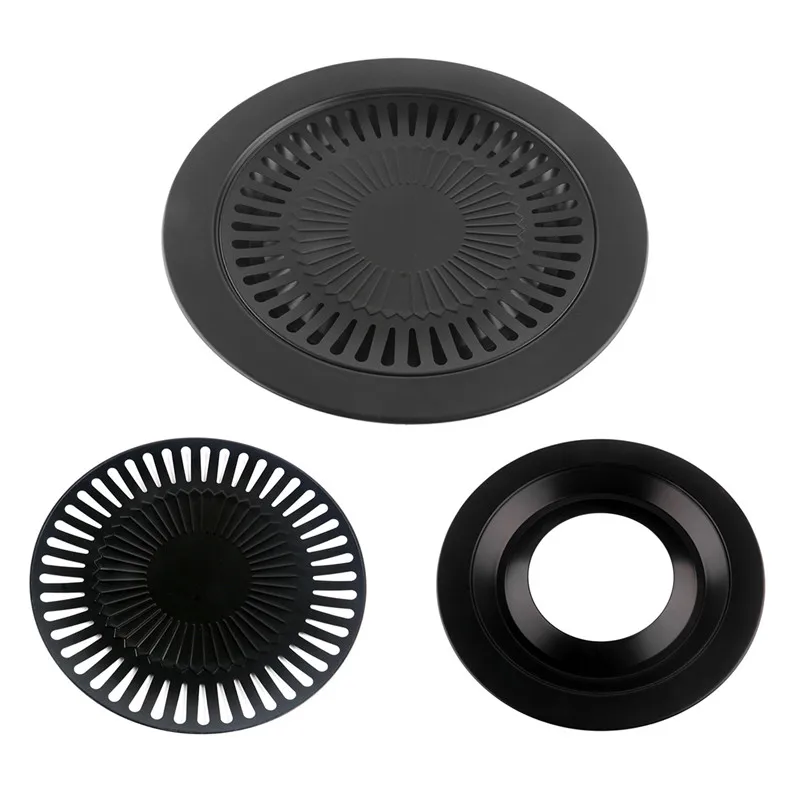 

Non-stick korean gas barbecue roasting round frying pan grill meat burner for bbq heat plate grills cooking tools cookware