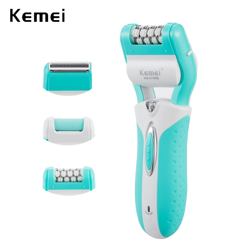 Kemei электрический эпилятор 3 в 1 перезаряжаемый Дамский депилятор для удаления мозолей Бритва для волос инструмент для ухода за ногами электрическое удаление волос